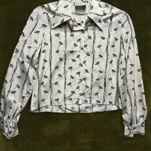 1970s Vintage HOOPER ASSOCIATES Cropped Floral Blouse Small